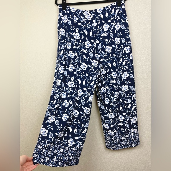 J.Jill NWT Women's Medium Wearever Full Leg Cropped Flowy jersey Knot Pants Blue - Picture 10 of 13
